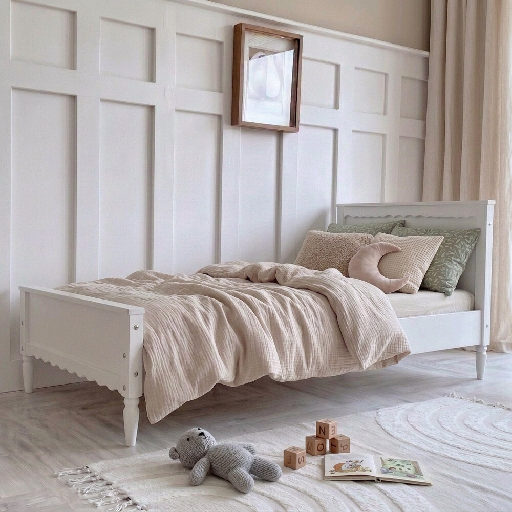 Boho klassiek peuterbed 80x160 wit eiken