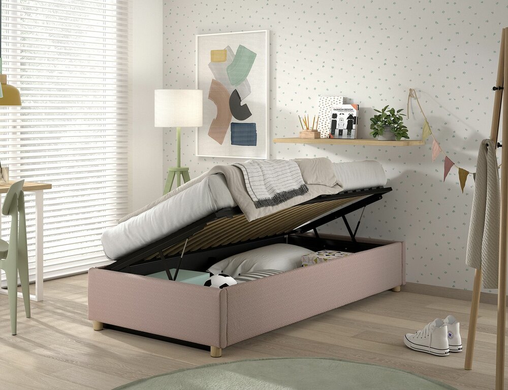 Moon opbergbed roze 90x200 lang