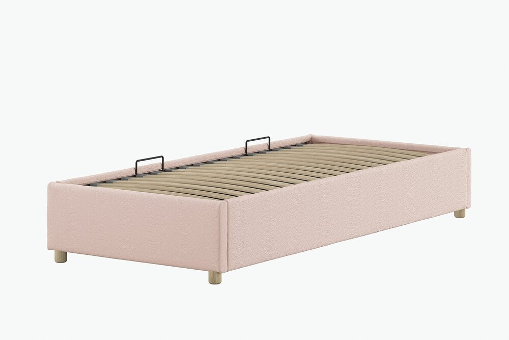 Moon opbergbed gestoffeerd 90x200 langezijde roze