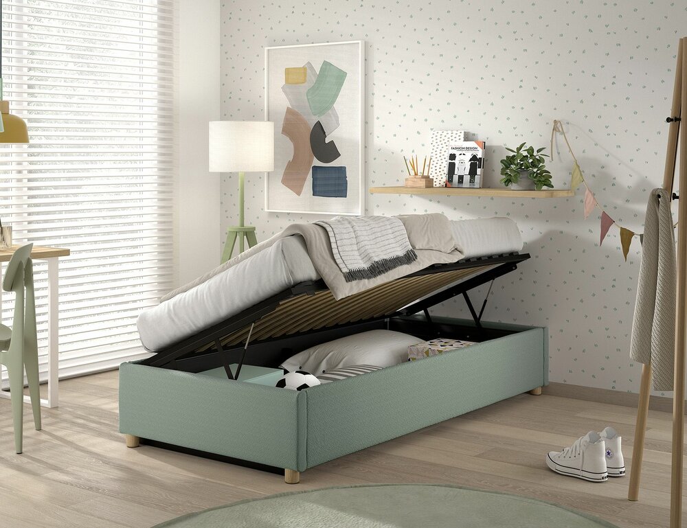 Moon opbergbed groen 90x200 lange zijde