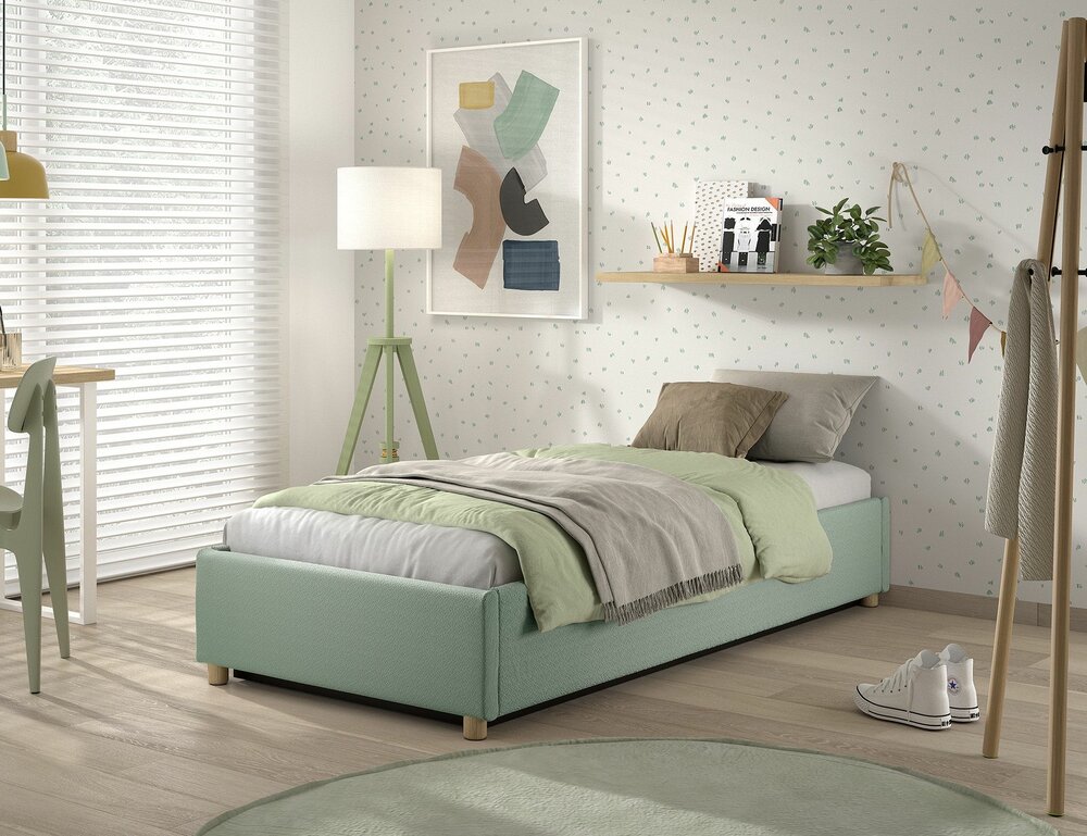 Moon opbergbed gestoffeerd 90x200 korte zijde groen