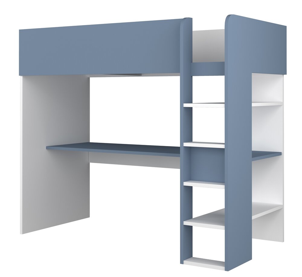 Trasman Jules hoogslaper met bureau 90x200 wit-blauw