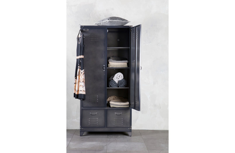 VT wonen locker 2 deurs kast metaal zwart Kinderbeddenstore