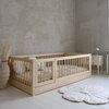 Bambi montessorri bed 100x200 met deur ronde spijl onbehandeld hout