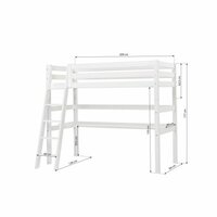 Hoppekids Premium hoogslaper 90x200 schuine trap met bureau wit 