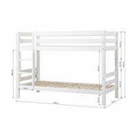Hoppekids Premium stapelbed 90x200 rechte trap flex frame bodem wit