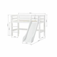 Hoppekids Premium halfhoogslaper 70x160 glijbaan rechte trap wit