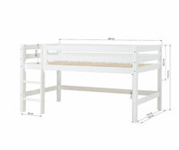 Hoppekids Premium halfhoogslaper rechte trap 120x200 wit
