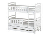 Bari stapelbed met logeerlade massief grenen 90x200 wit