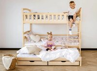 Bari stapelbed met logeerlade massief grenen 90x200 naturel