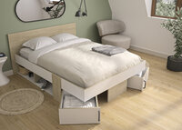swivel bed 140x190 wit naturel look