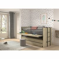 Sam stapelbed met bureau en lade 90x200 licht eiken look