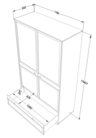 maten vintage 2 deurs kast