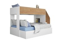 Trasman Easy 90x190/140x190 family stapelbed met zij trap wit -eiken