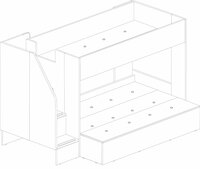 Trasman Easy 90x200/140x200 family stapelbed met zij trap wit -eiken
