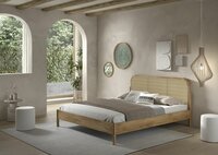 Olive 2 persoons bed 180x200 massief eiken rotan
