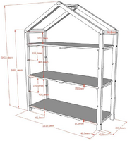Boekenkast huisje massief grenen wit