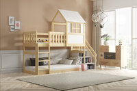Nardo huis bed met zijtrap 90x200 massief grenen naturel 