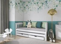 Amateo bedbank met logeerlade en opberglade massief grenen 90x200 wit