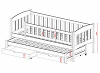 Amateo bedbank met logeerlade en opberglade massief grenen 90x200 wit