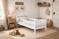 voorbeeld in wit: deelbaar tot laag bed met vaste uitvalbeveiliging