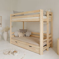 Basic stapelbed met lade 90x200 onbehandeld hout