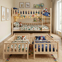 Basic stapelbed deelbaar 90x200 onbehandeld hout