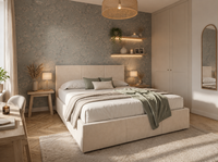 Merine 160x200 beige gestoffeerd opbergbed