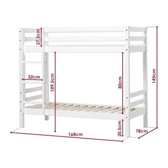 Hoppekids junior Basic stapelbed 70x160 grenen wit