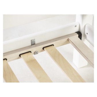 Hoppekids Premium hoogslaper 90x200 rechte trap met bureau blad en flex frame bodem wit