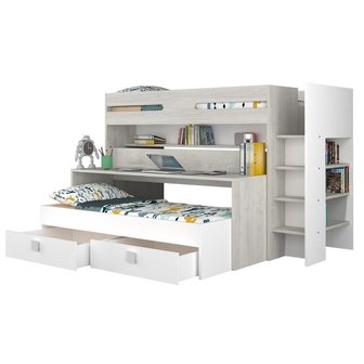 Trasman Spectra stapelbed met bureau 90x200 wit cascina 