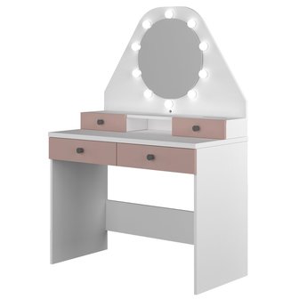 Trasman Vanity star make-up tafel wit oud roze