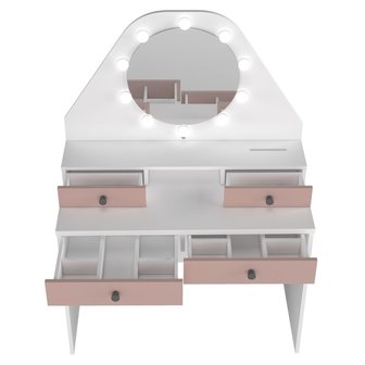 Trasman Vanity star make-up tafel wit oud roze