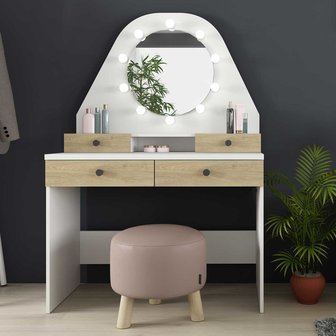 trasman vanity star wit eiken make up tafel