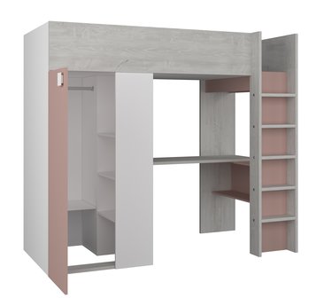 Trasman Studio hoogslaper met bureau 90x200 wit cascina oud roze