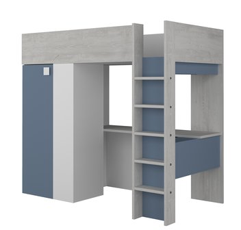 Trasman Studio hoogslaper met bureau 90x200 smokey blue