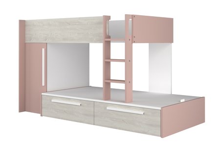 Trasman Jules stapelbed met  lades 90x200 oud roze