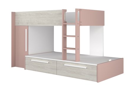 Trasman Jules stapelbed met  lades 90x200 oud roze