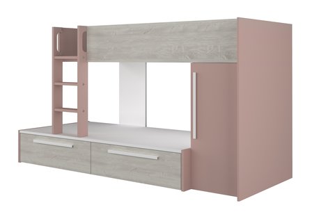 Trasman Jules stapelbed met  lades 90x200 oud roze