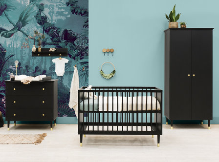 Bopita Clo&euml; 3-delige babykamer 2-deurs zwart - goud