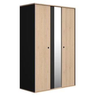 Duplex 2 deurs XL kast met spiegel naturel / zwart 