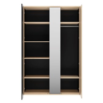 Duplex 2 deurs XL kast met spiegel naturel / zwart 