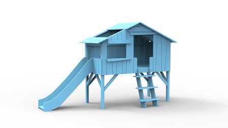 boomhut bed glijbaan azuur blauw