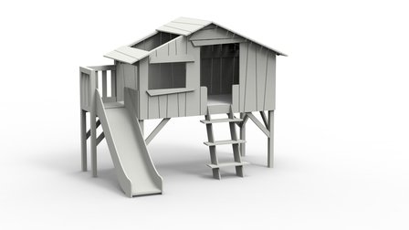 boomhut bed glijbaan pearl grijs