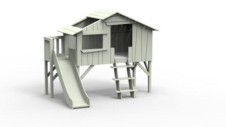 boomhut bed glijbaan grijs