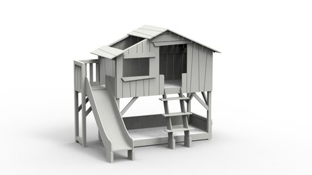 boomhut bed glijbaan platform pearl grijs