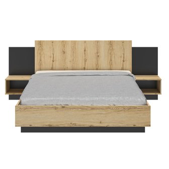 Cirkel Eenzaamheid Immuniteit Mimizan 140x200 twijfelaar bed rustiek eiken en zwart look -  Kinderbeddenstore