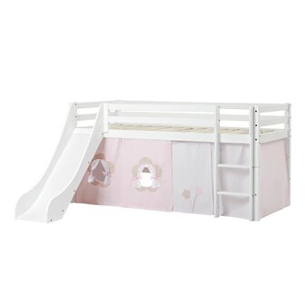 glijbaan bed met fairytail tent roze