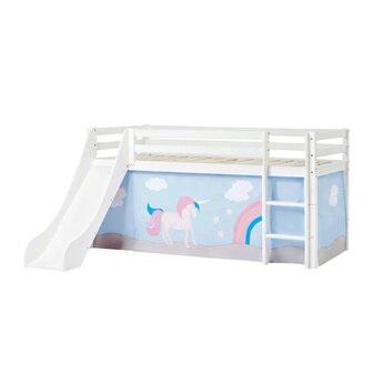 glijbaanbed met unicorn tent