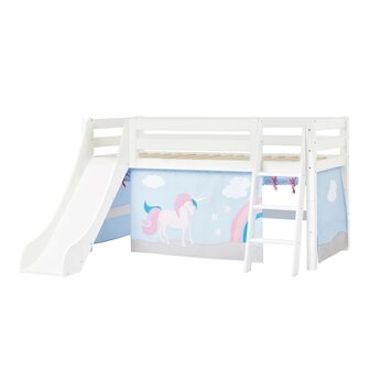 bed met glijbaan en unicorn tent